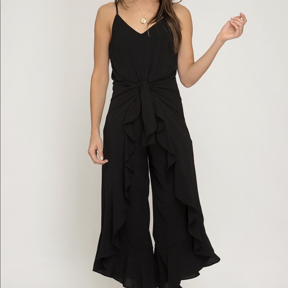 She and sky ruffle jumpsuit NWT